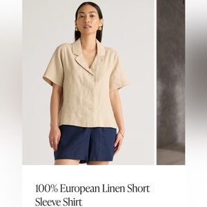 100% European Linen Tan  Shirt, Size Small, Quince